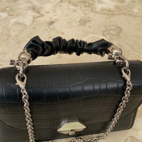 Convertible Two-Way Faux Croc Embossed Leather Shoulder / Hand Bag As New - Picture 6 of 12